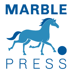 Marble Press book publisher logo, blue square